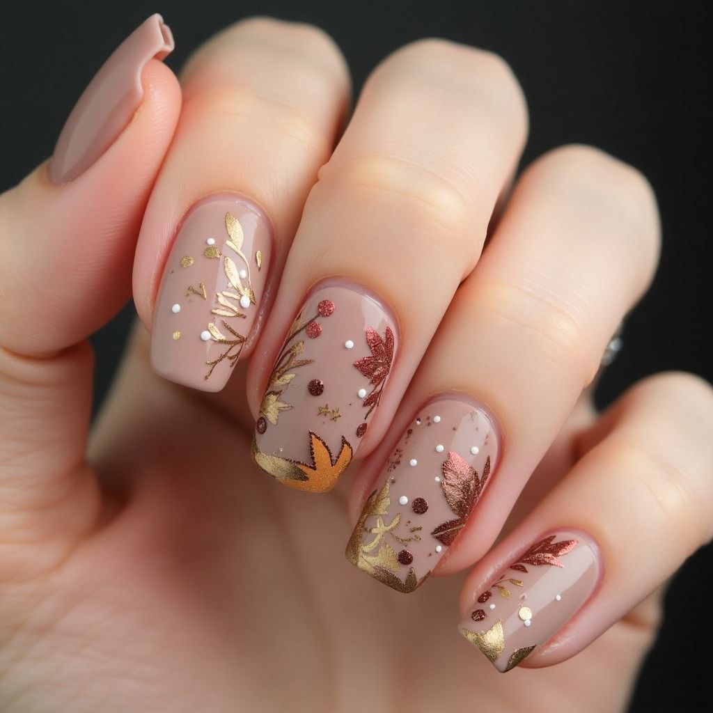 Nude Autumn Nail Design