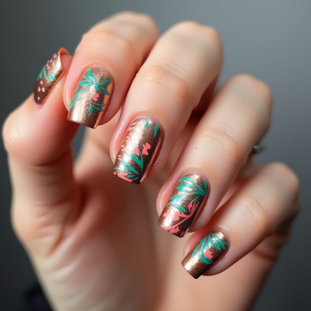 Copper Summer Nail Design