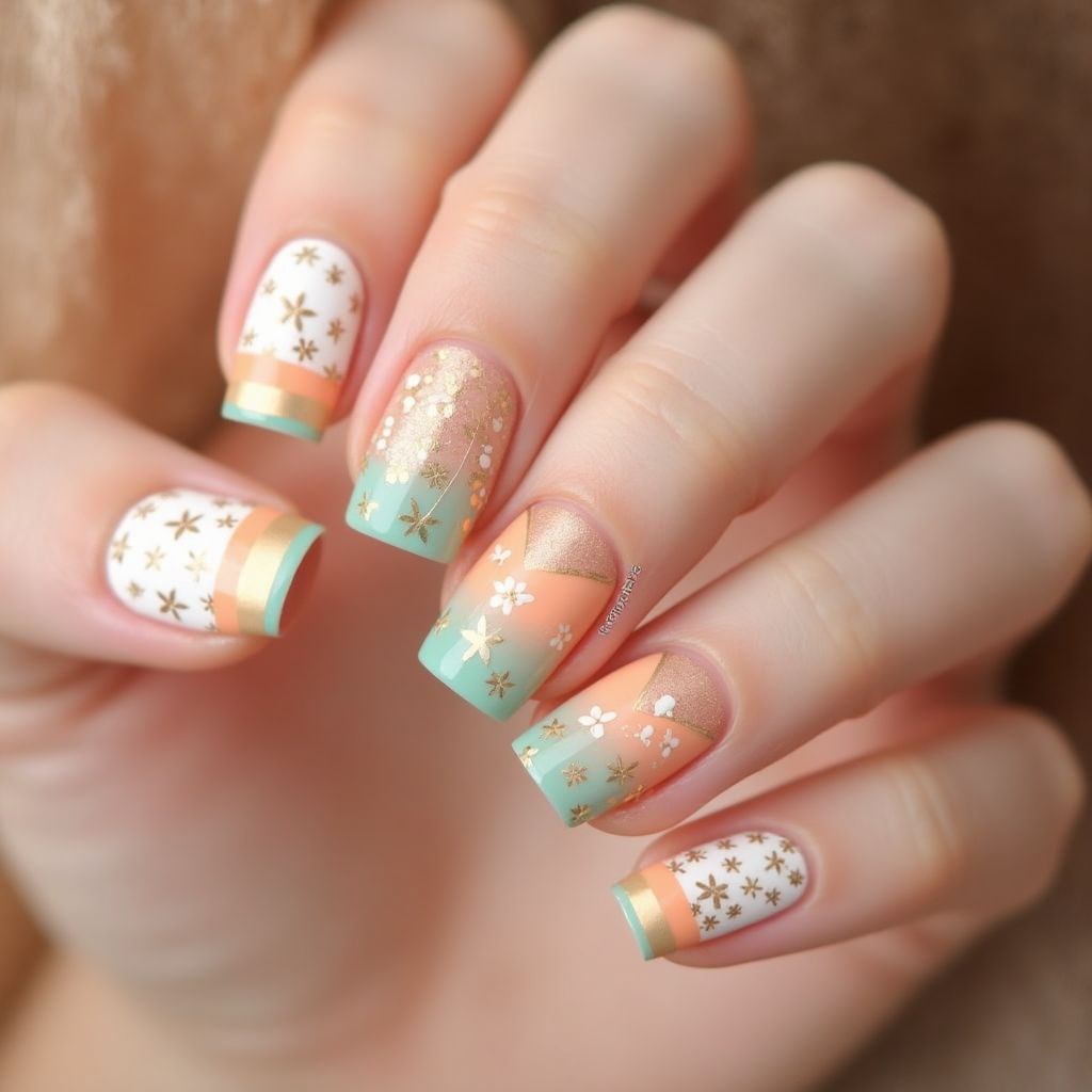 Peach Spring Nail Design