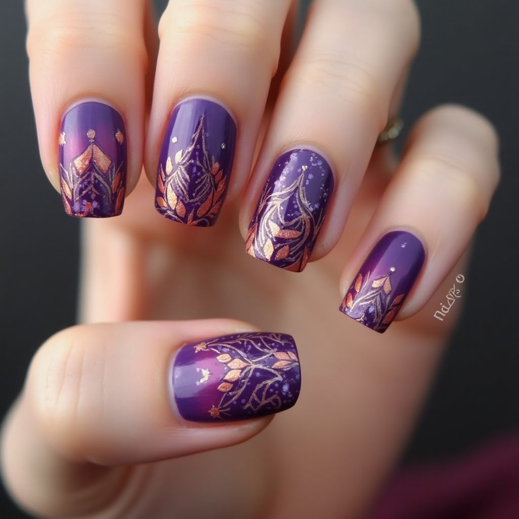 Purple Autumn Nail Design