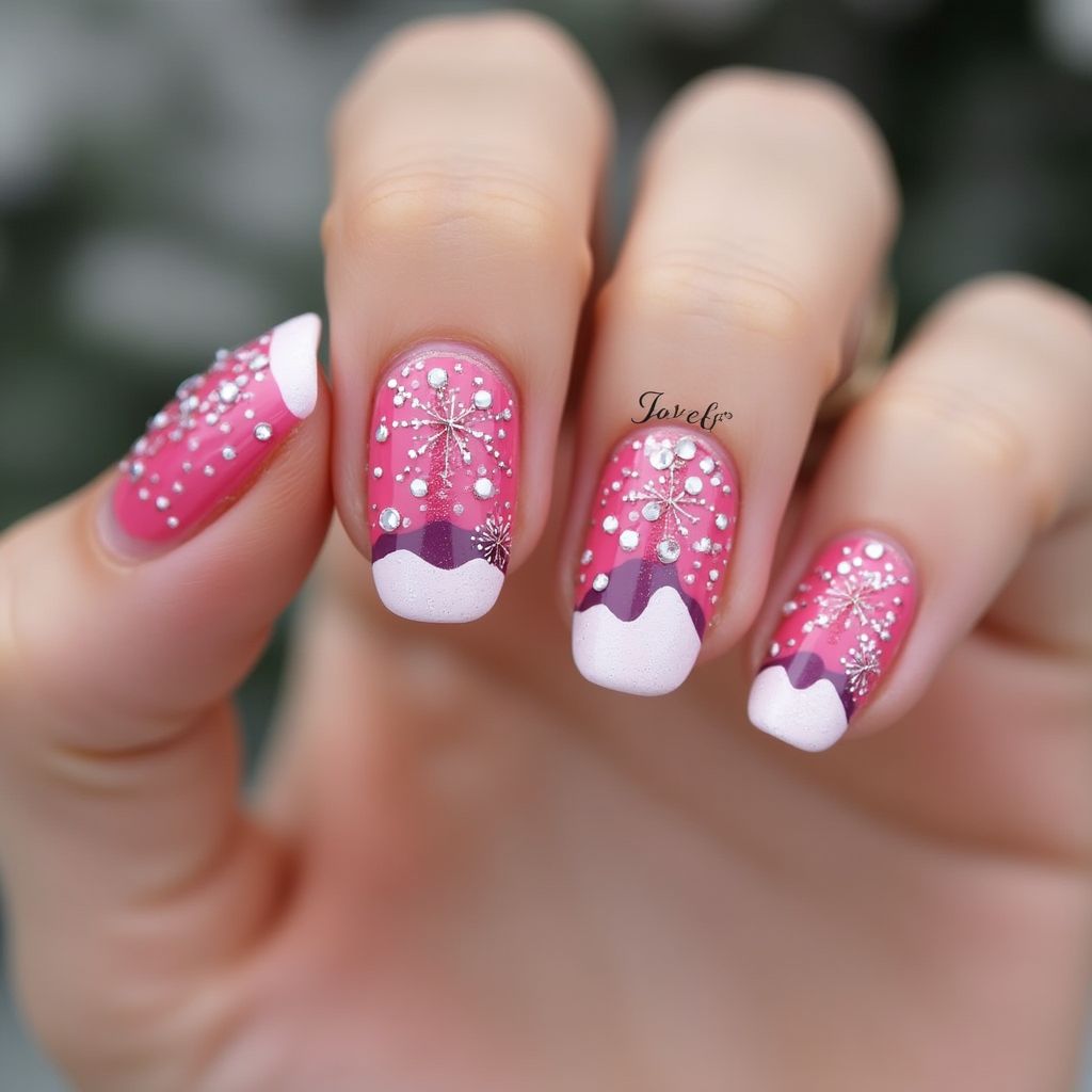 Hot Pink Winter Nail Design