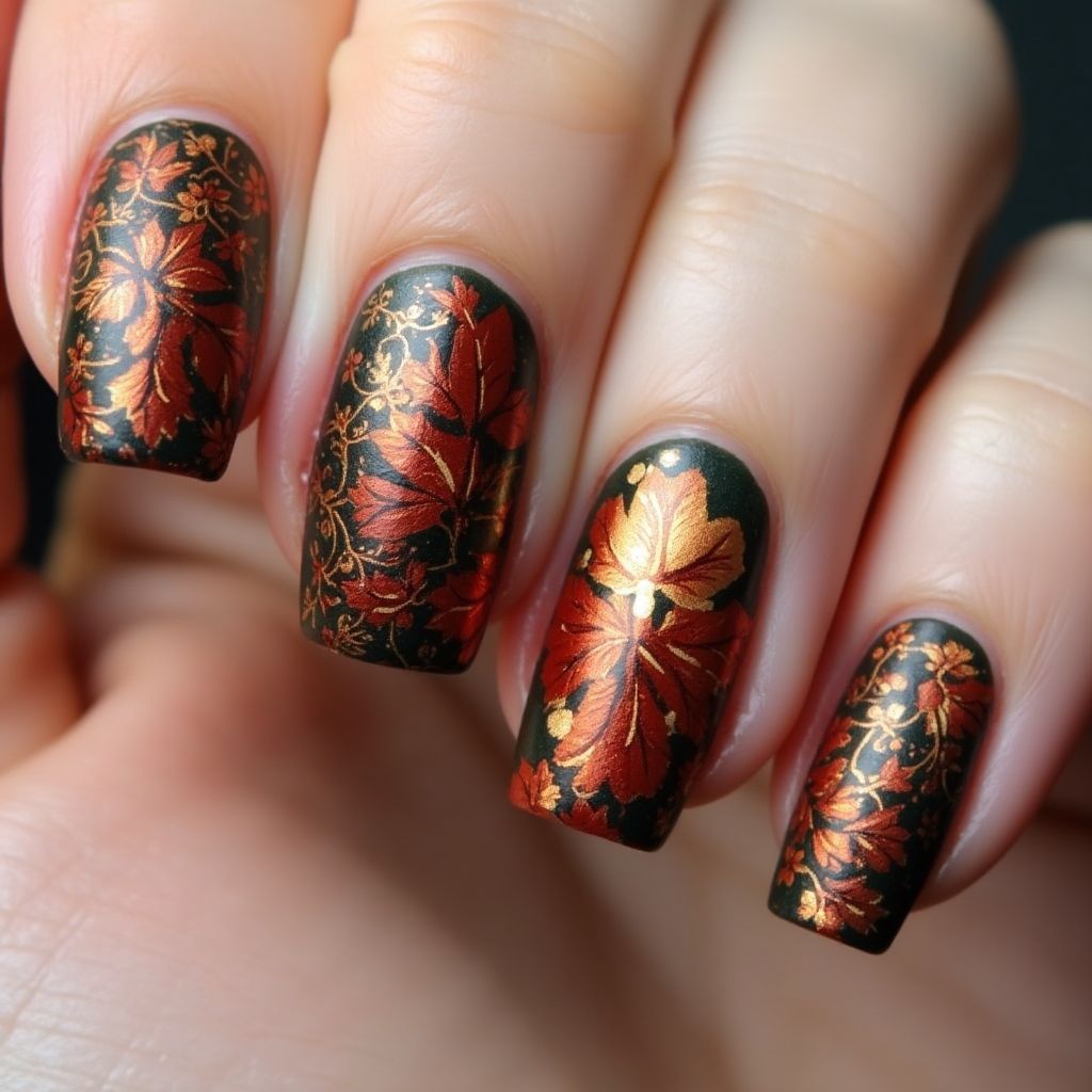 Copper Autumn Nail Design
