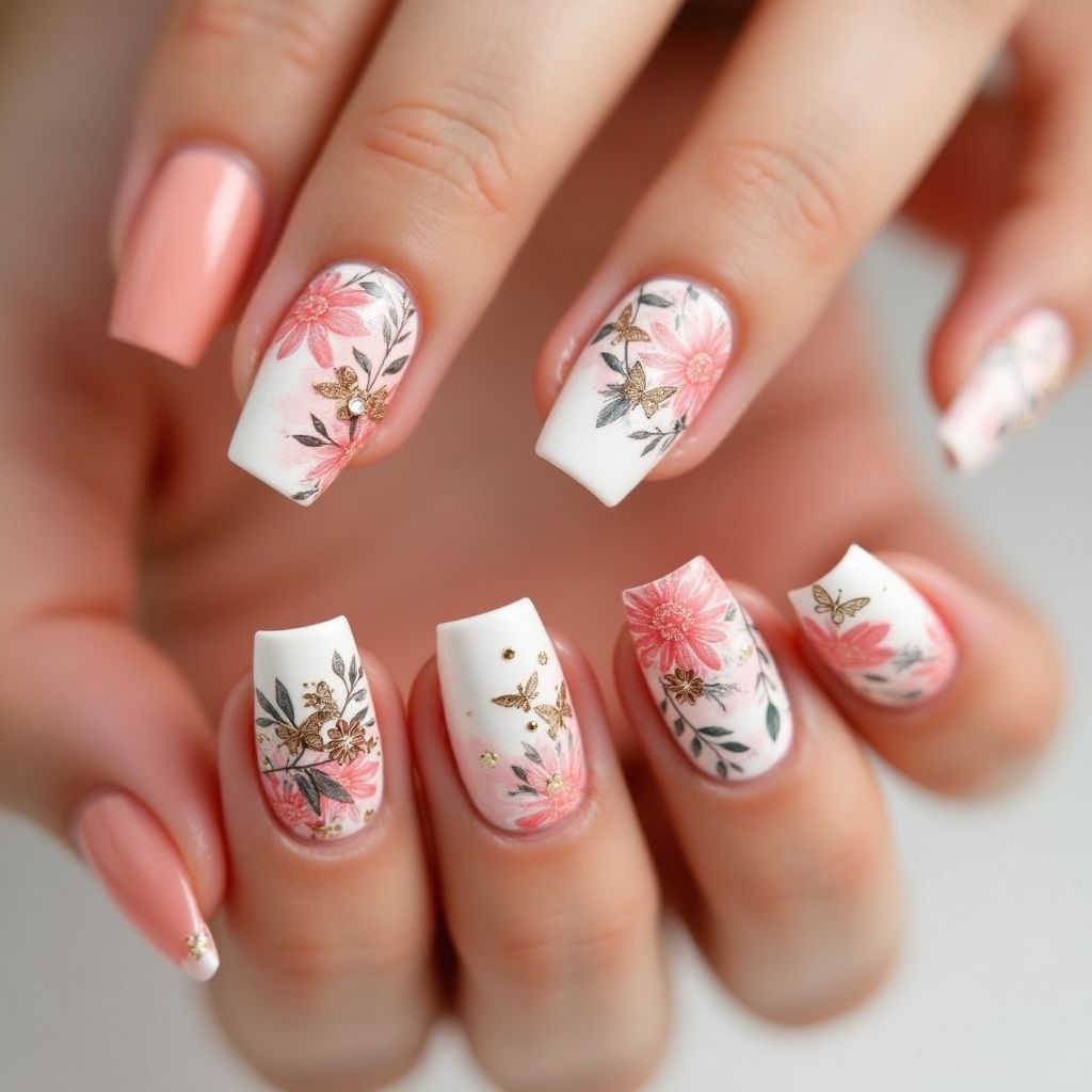 Coral Spring Nail Design