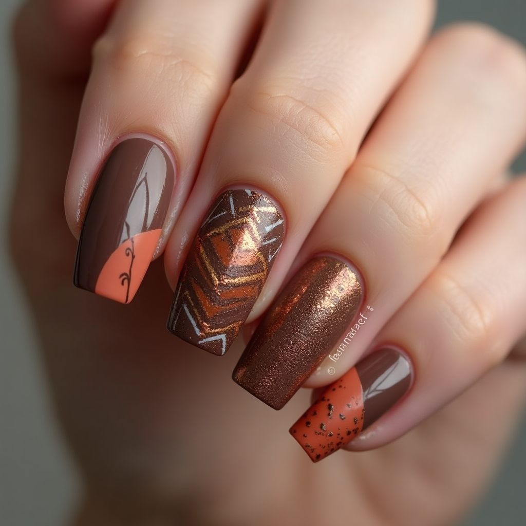 Chocolate Brown Autumn Nail Design