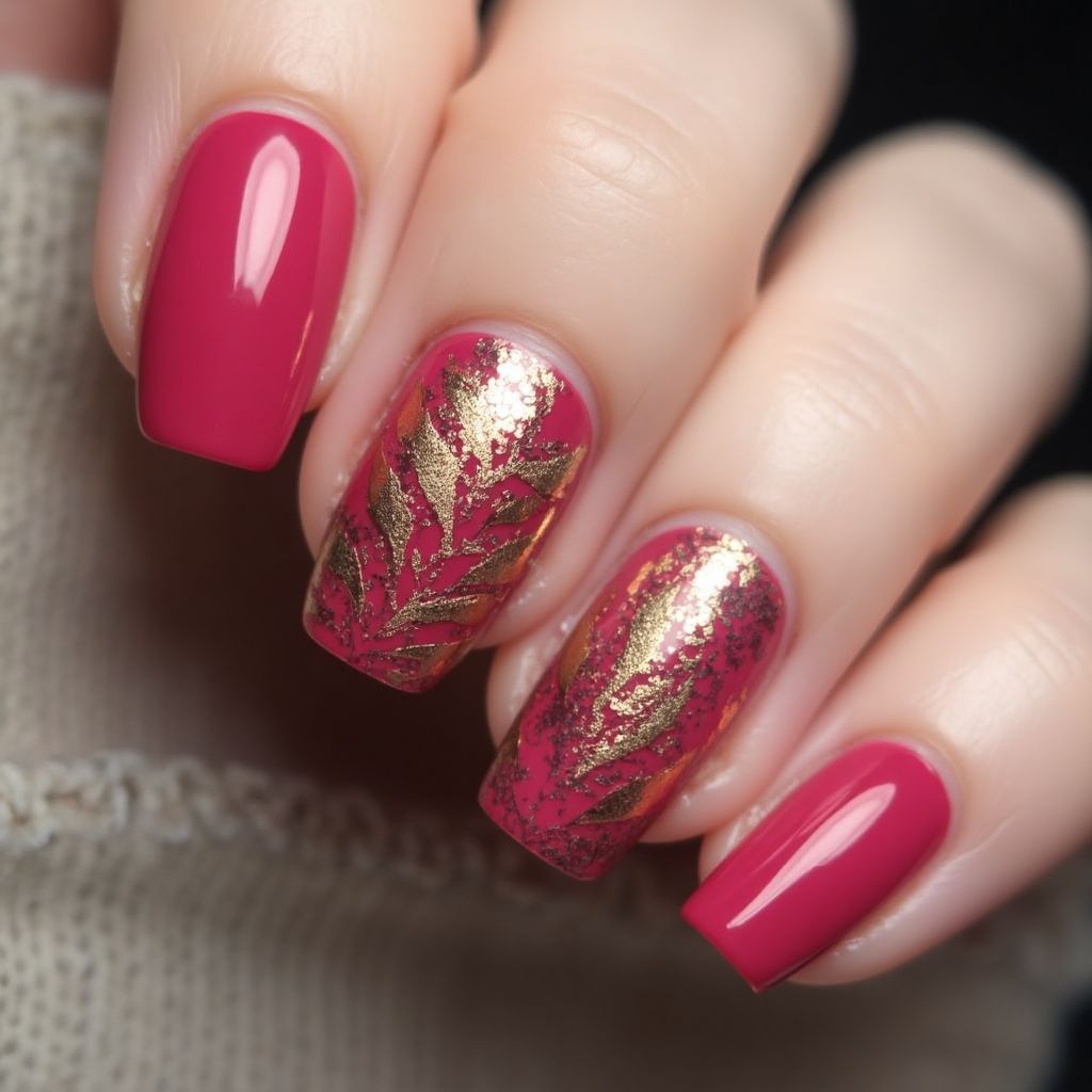 Fuchsia Autumn Nail Design