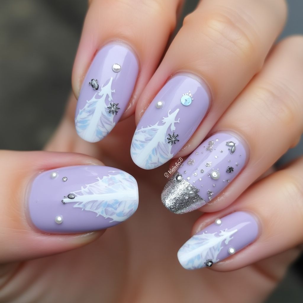 Lavender Winter Nail Design