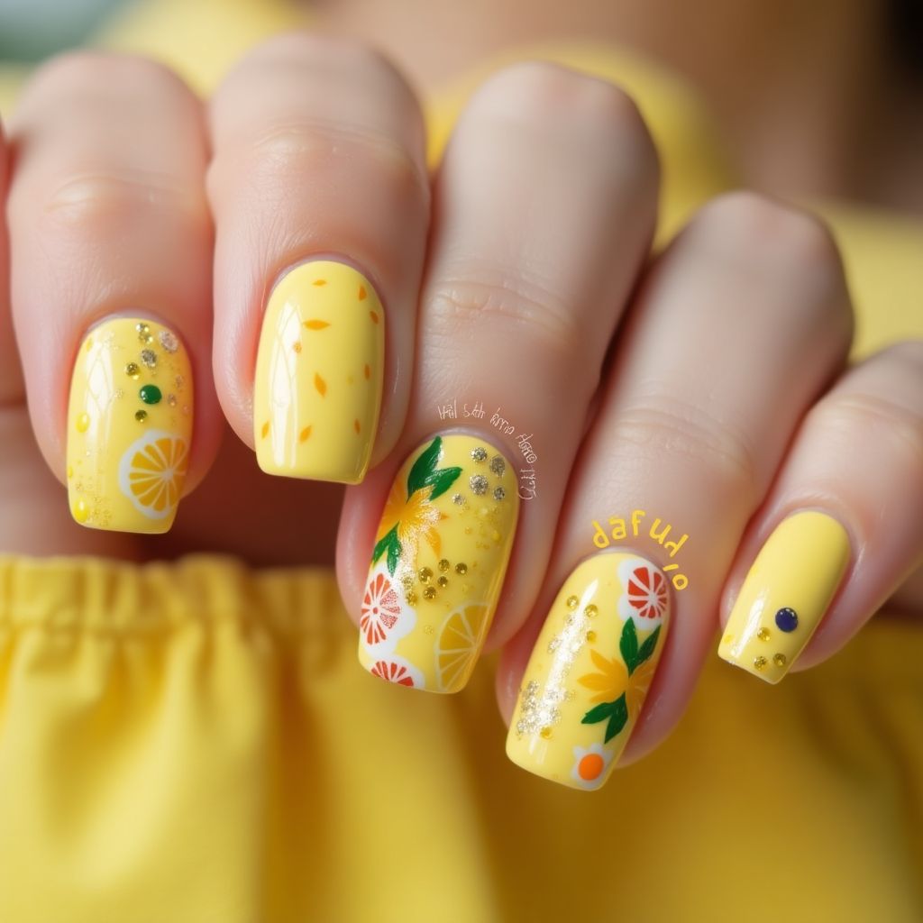 Yellow Summer Nail Design