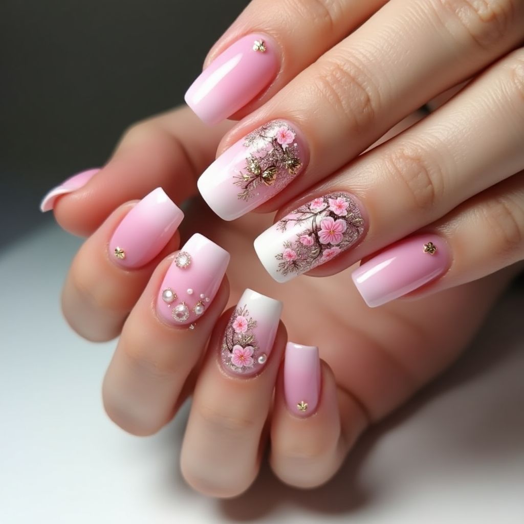 Pink Spring Nail Design