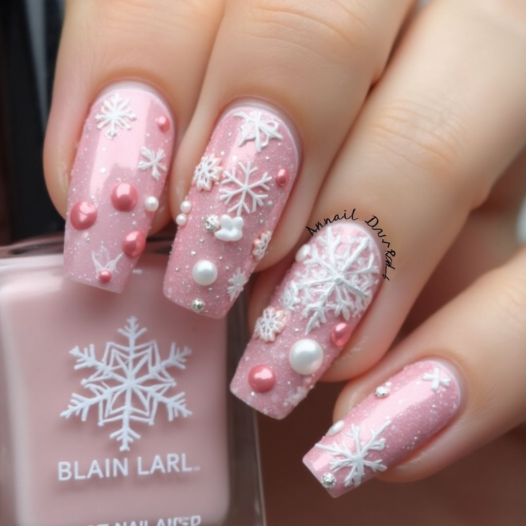 Pink Winter Nail Design