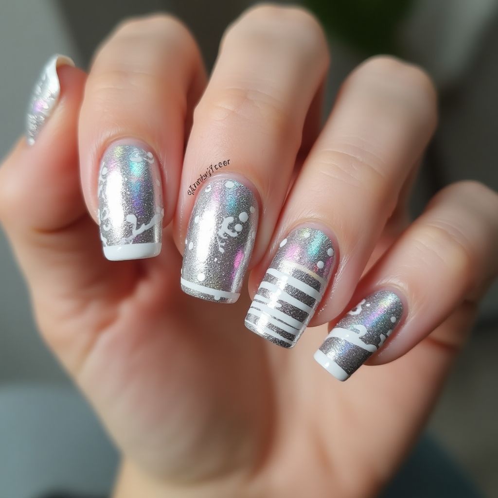 Silver Summer Nail Design