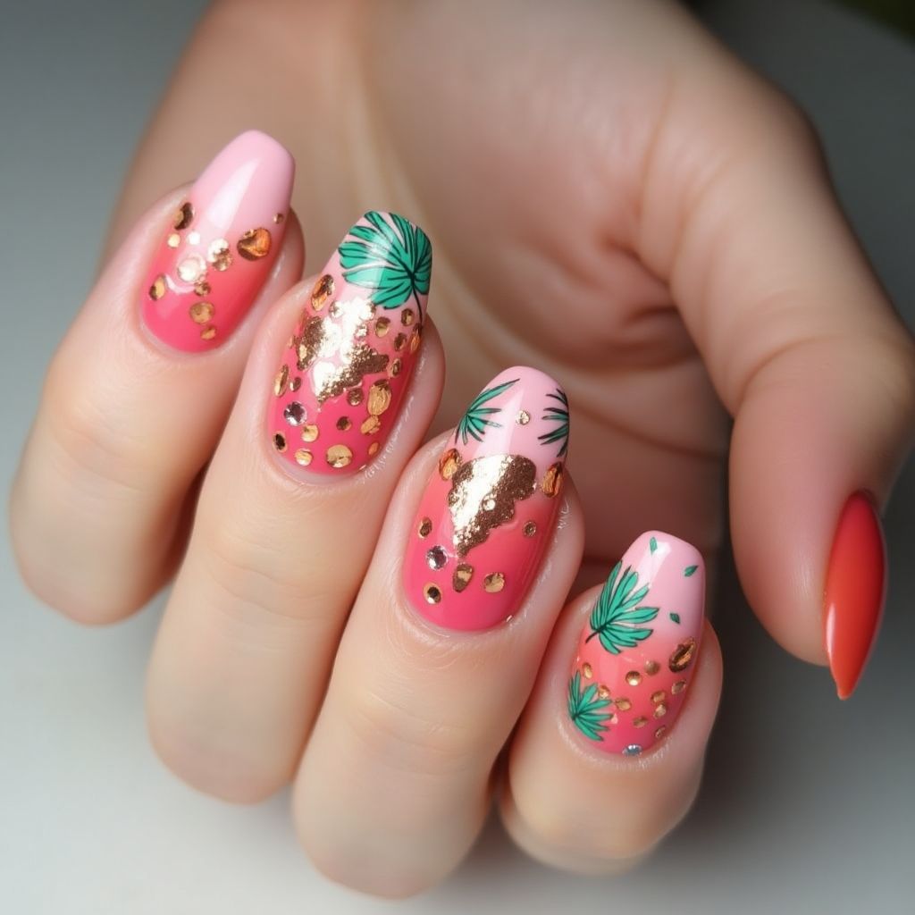 Pink Summer Nail Design