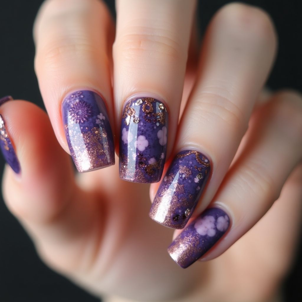 Purple Autumn Nail Design
