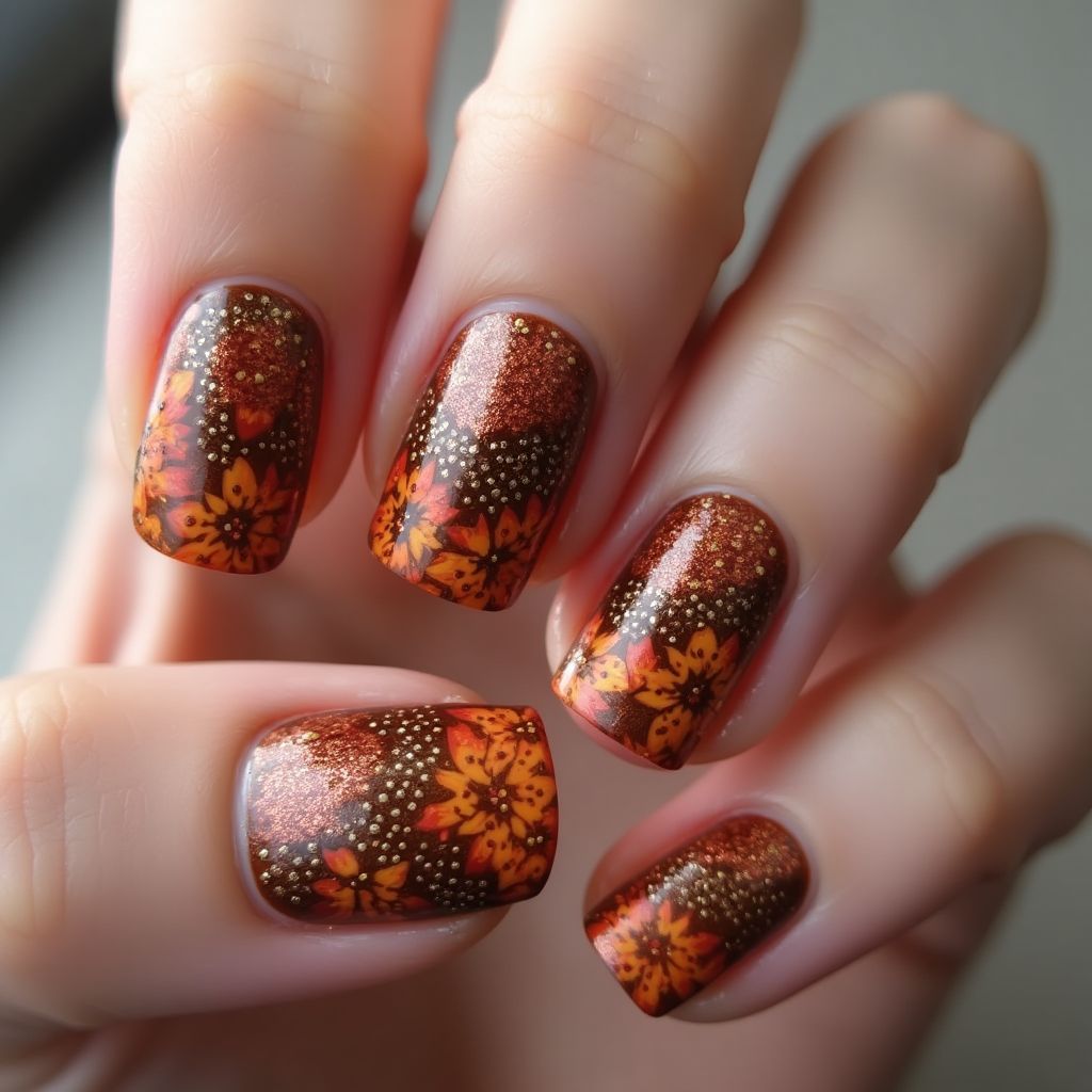 Bronze Autumn Nail Design