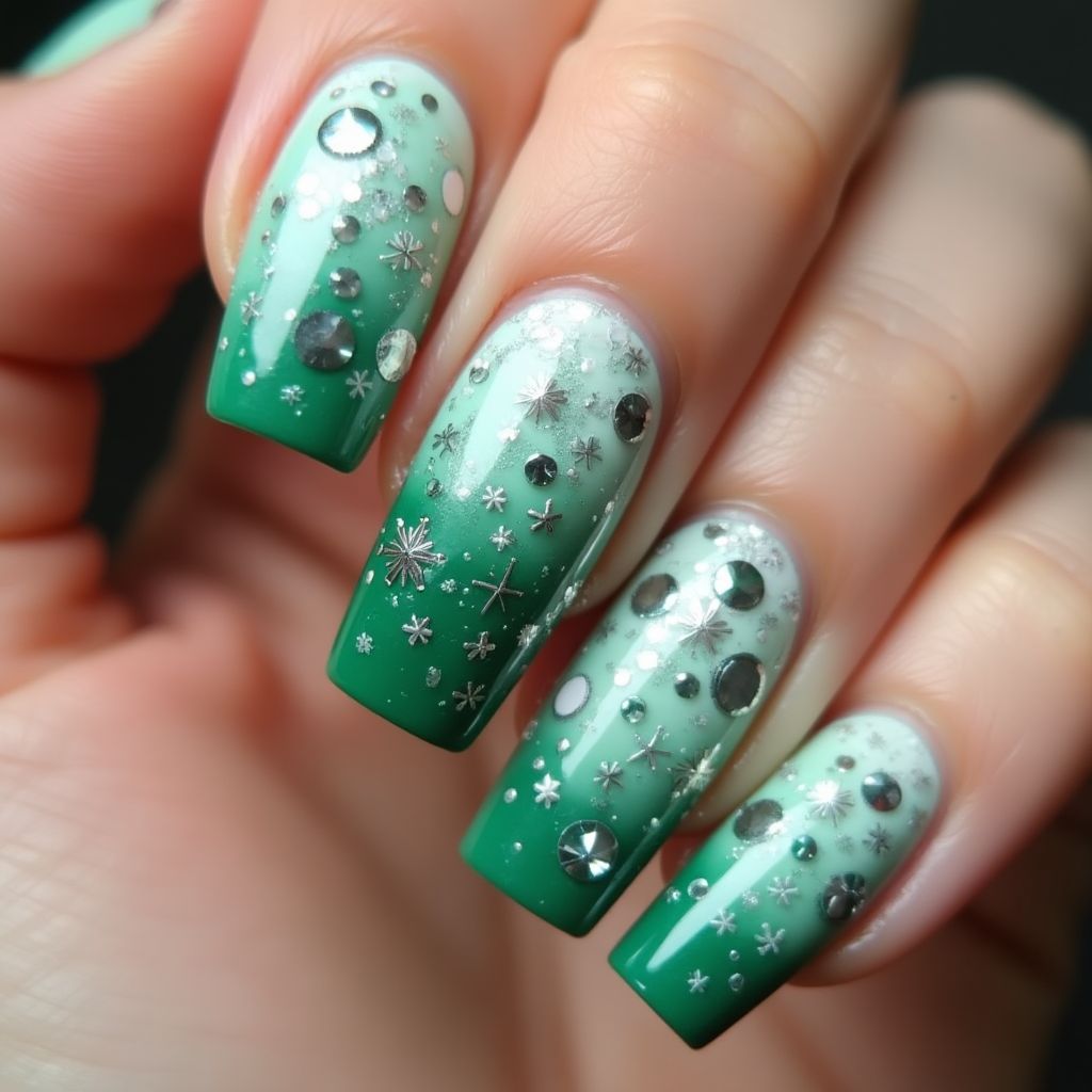 Green Winter Nail Design