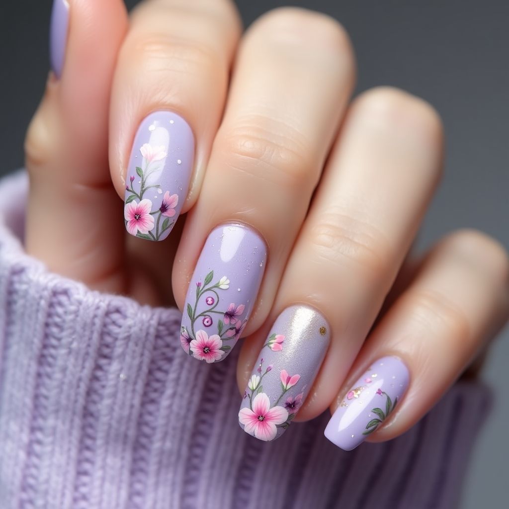 Pastel purple Spring Nail Design