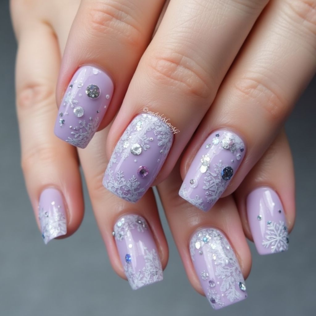 Lilac Winter Nail Design