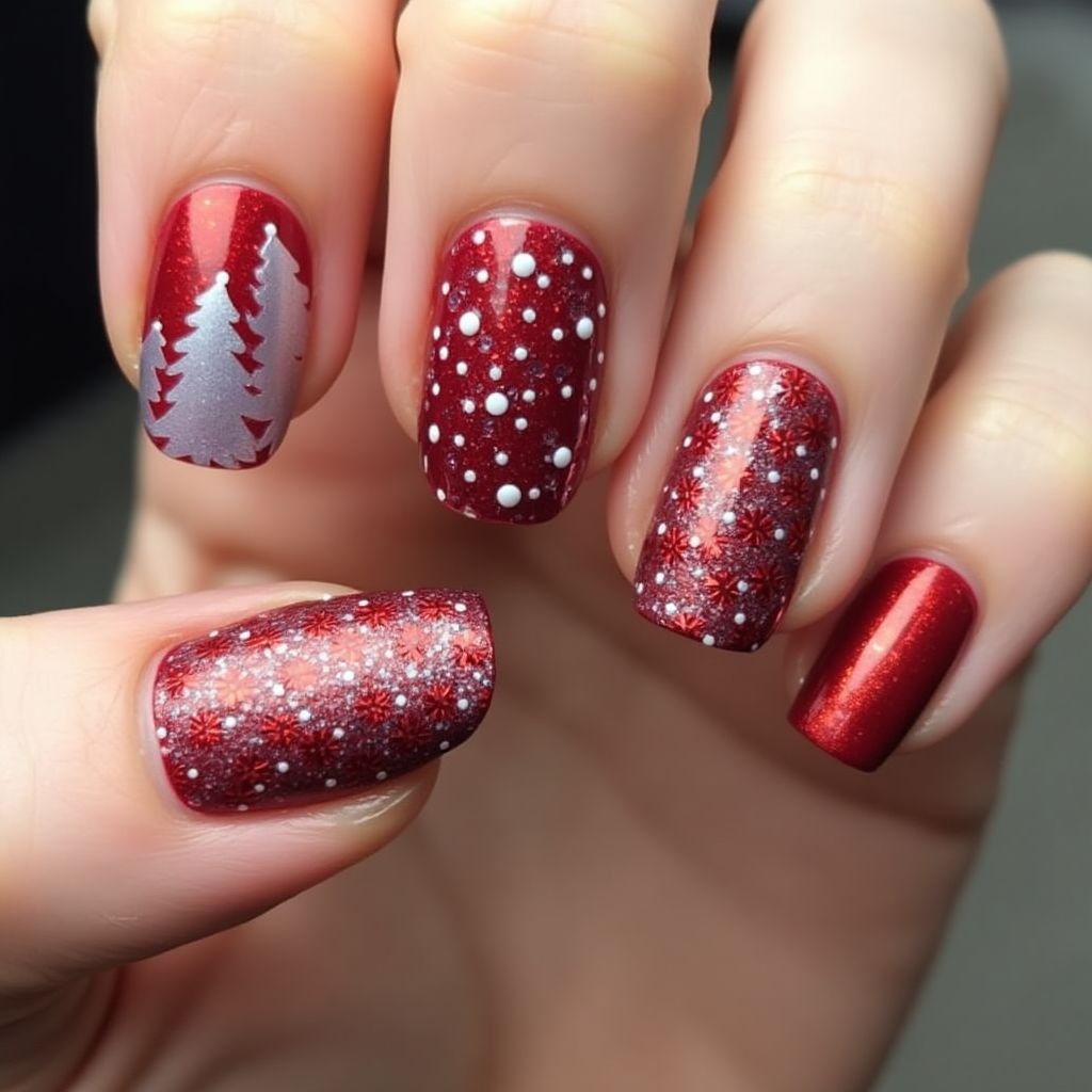 Red Winter Nail Design