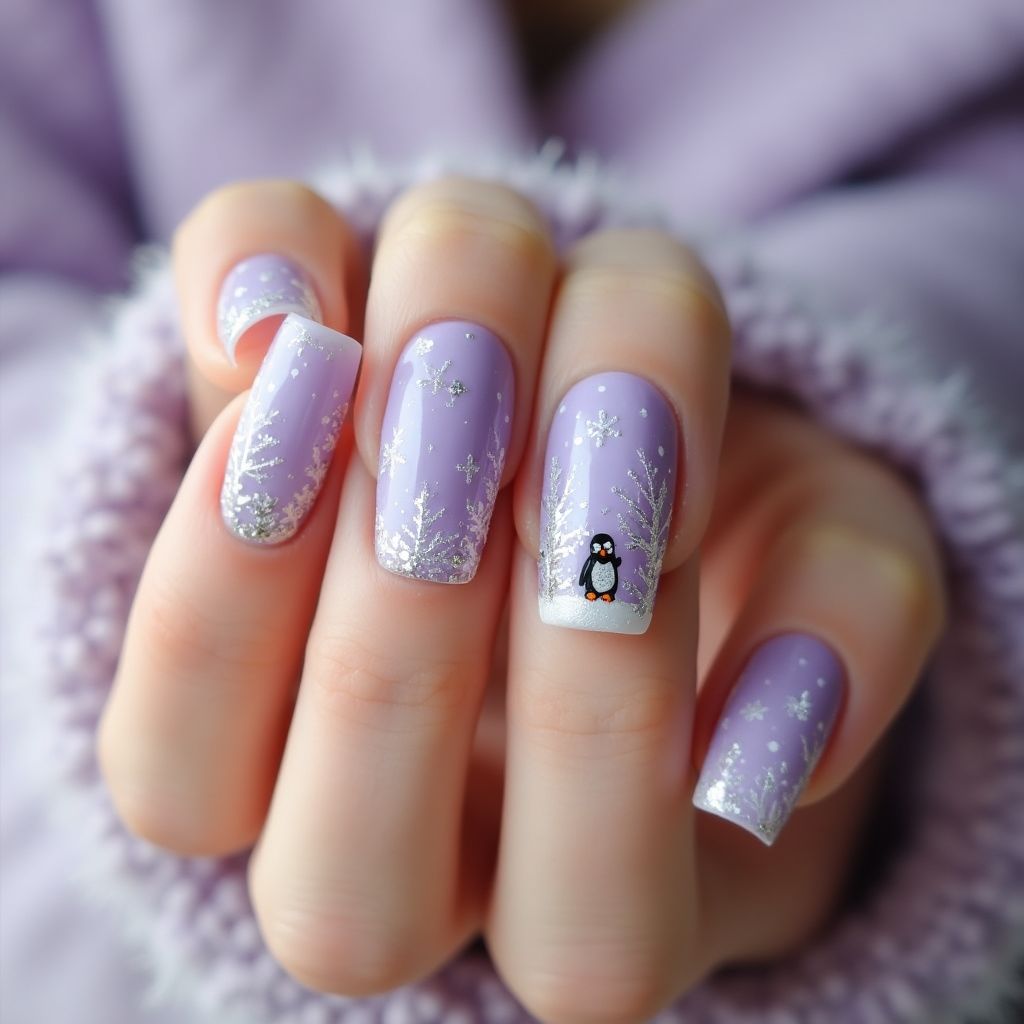 Pastel Purple Winter Nail Design
