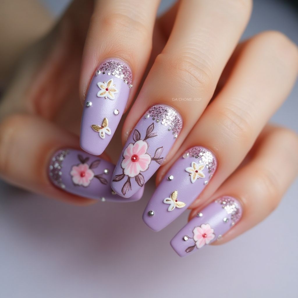 Lilac Spring Nail Design