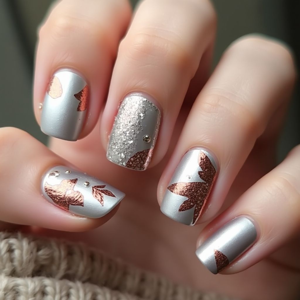 Silver Autumn Nail Design