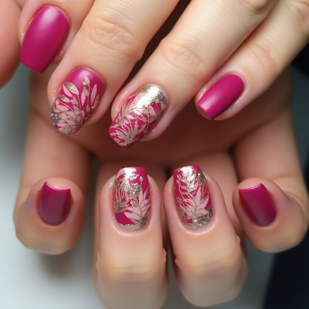 Fuchsia Autumn Nail Design
