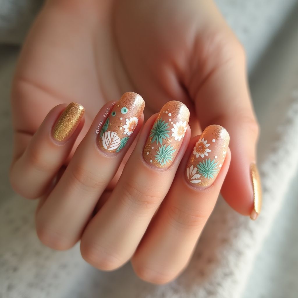 Tan Summer Nail Design