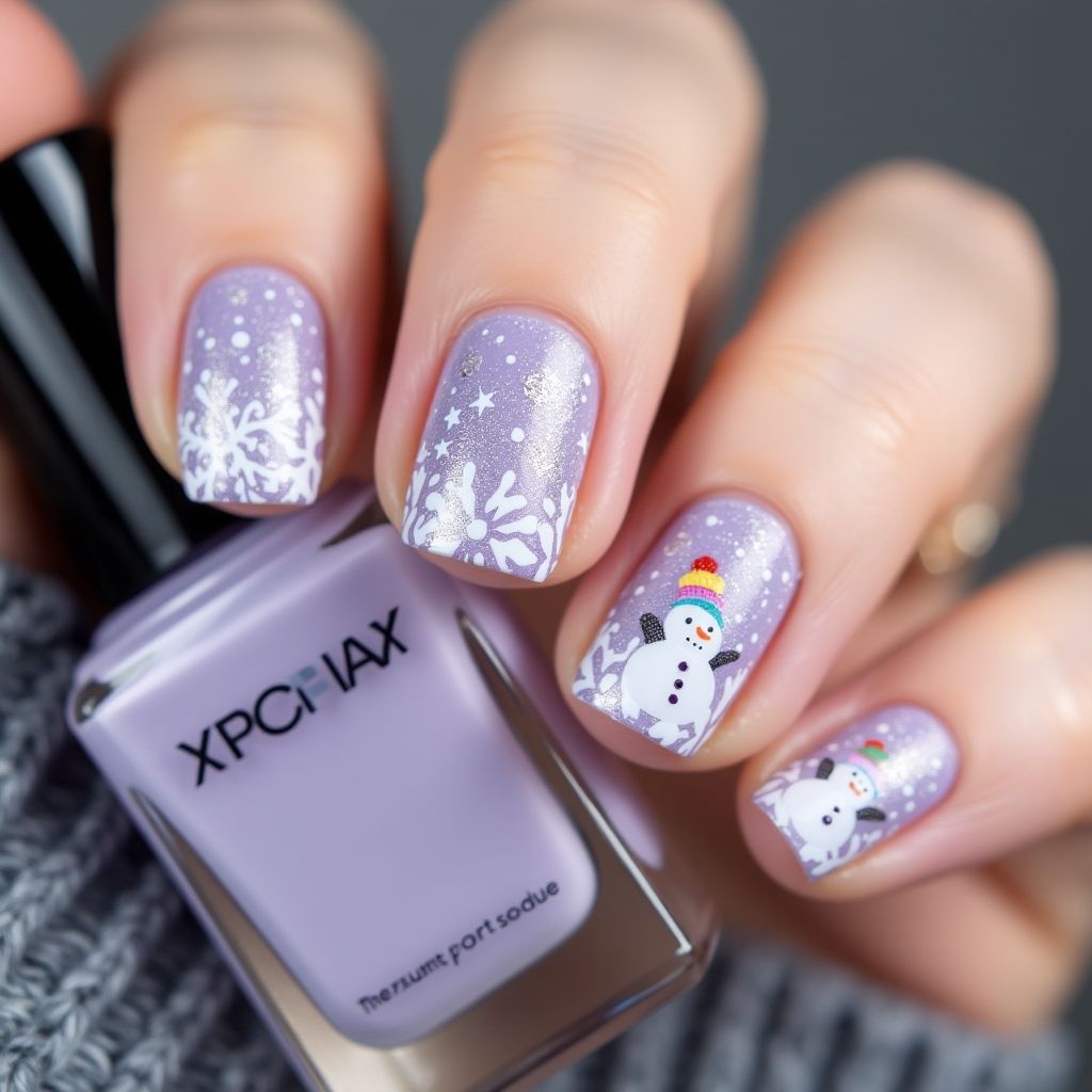 Pastel Purple Winter Nail Design