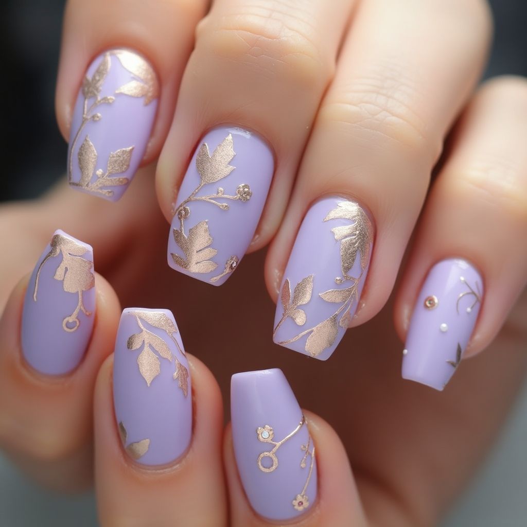 Lavender Autumn Nail Design