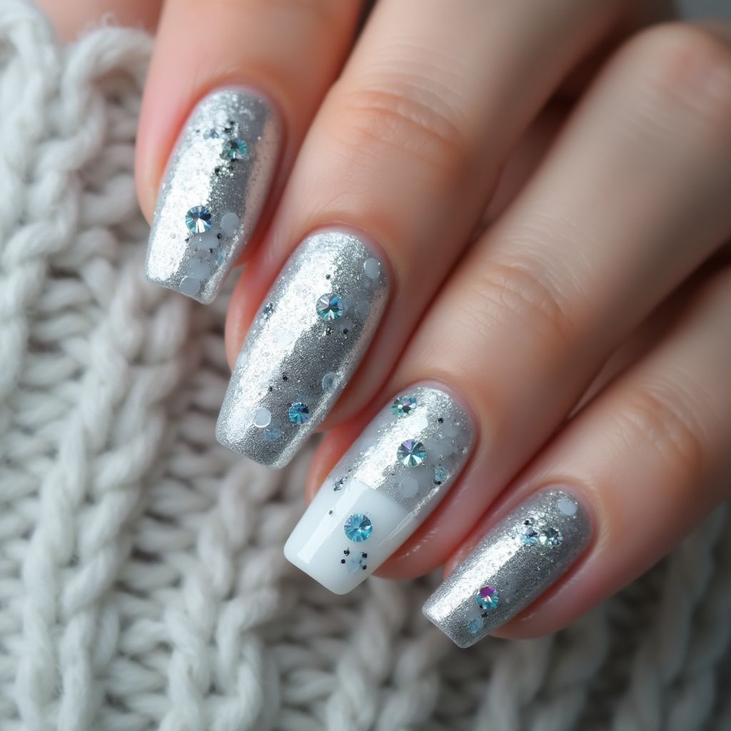 Silver Winter Nail Design