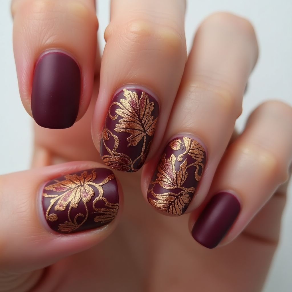 Wine Autumn Nail Design