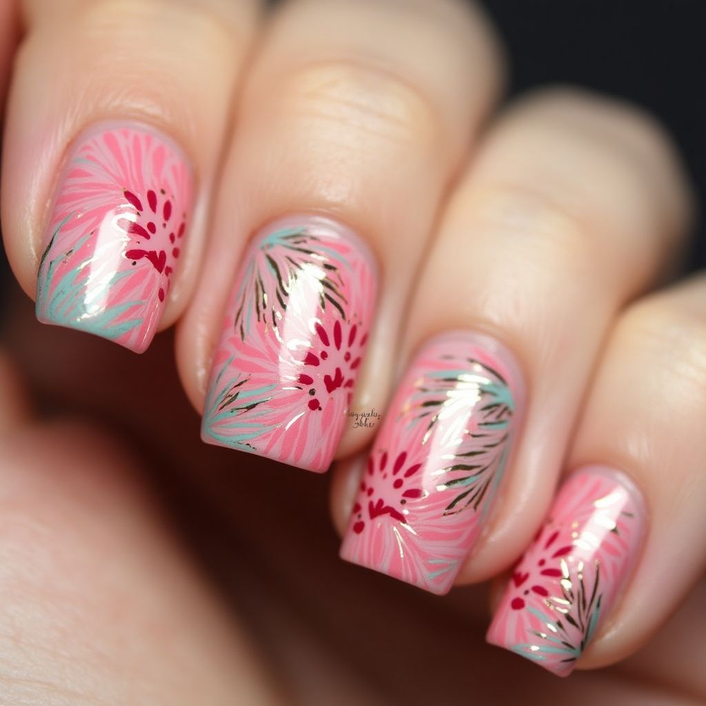Pink Summer Nail Design
