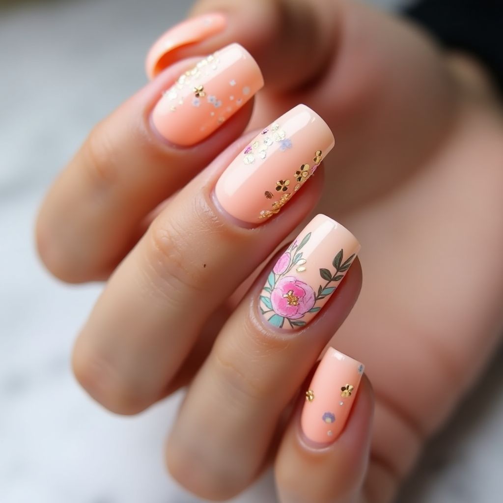 Peach Spring Nail Design