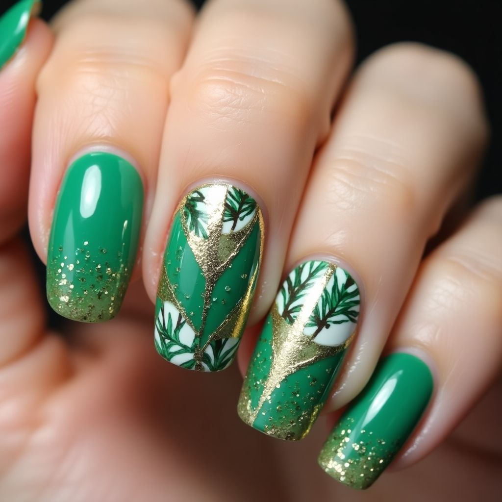 Emerald Green Summer Nail Design