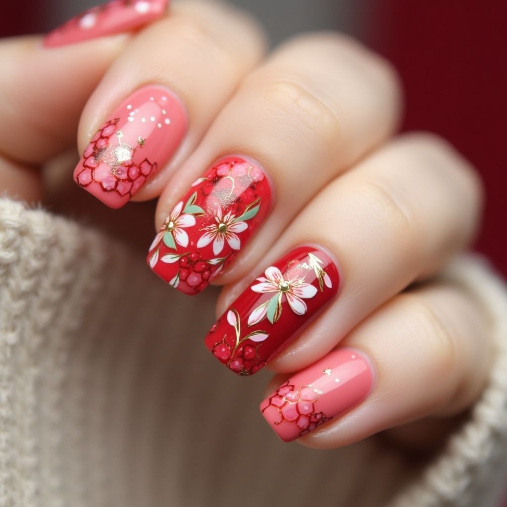 Red Spring Nail Design