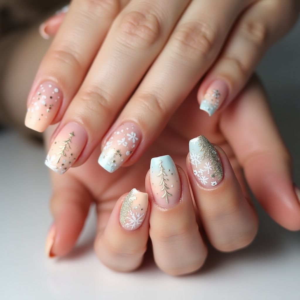 Peach Winter Nail Design