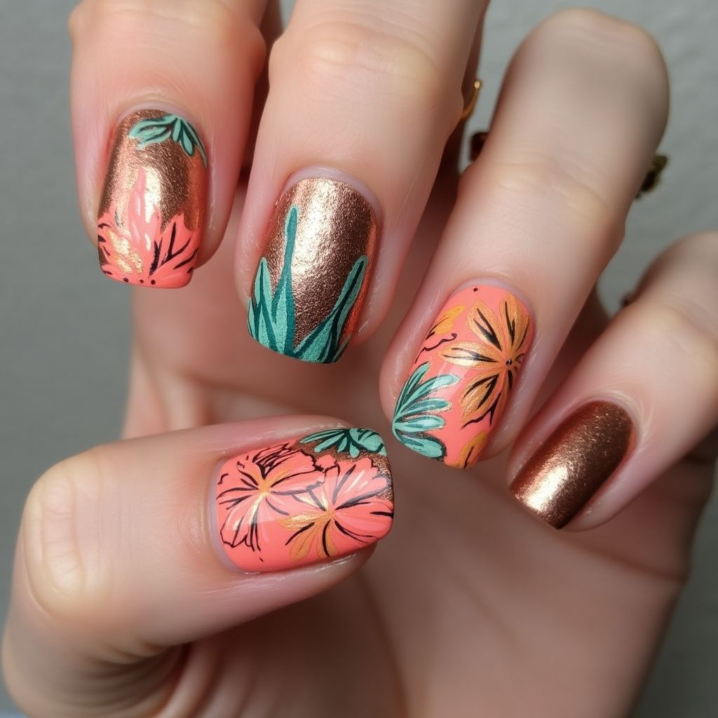 Copper Summer Nail Design