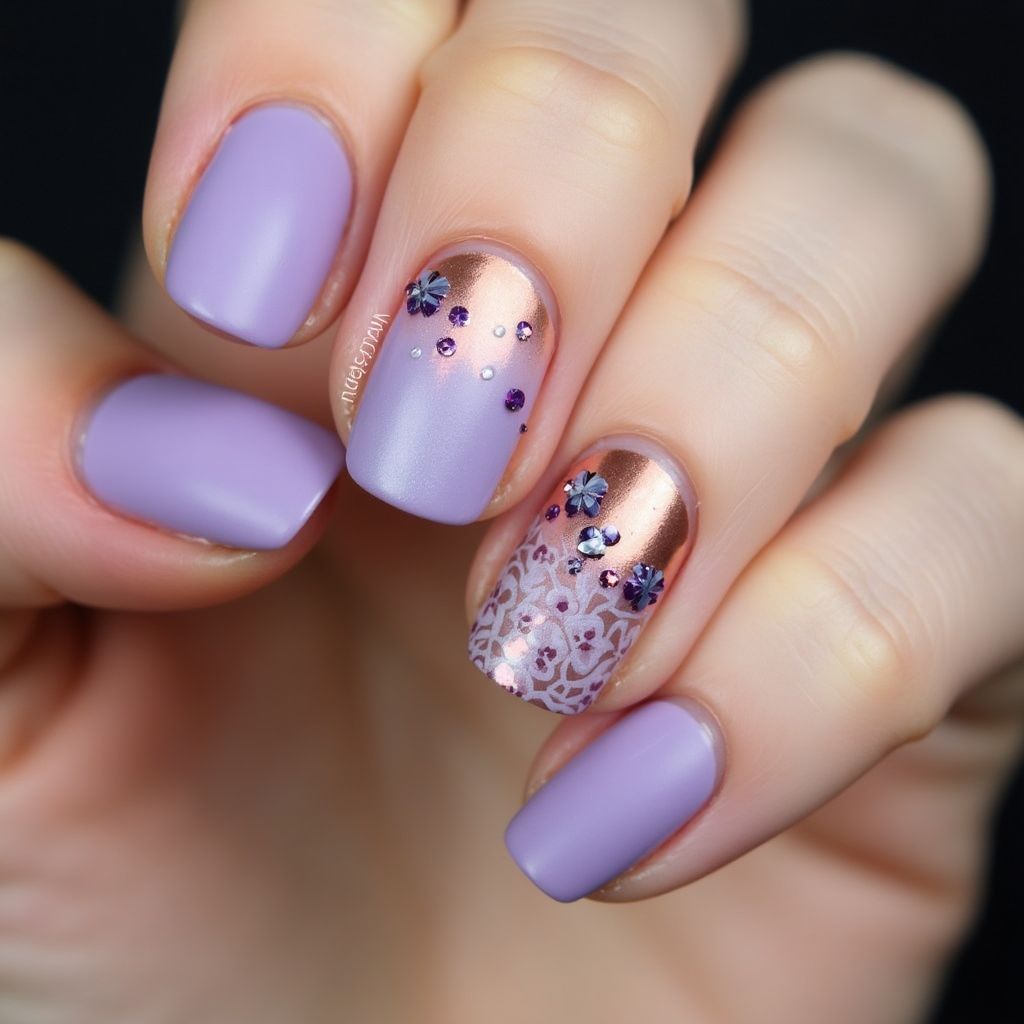 Lavender Autumn Nail Design