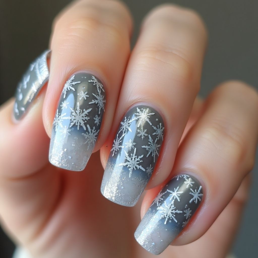Silver Winter Nail Design