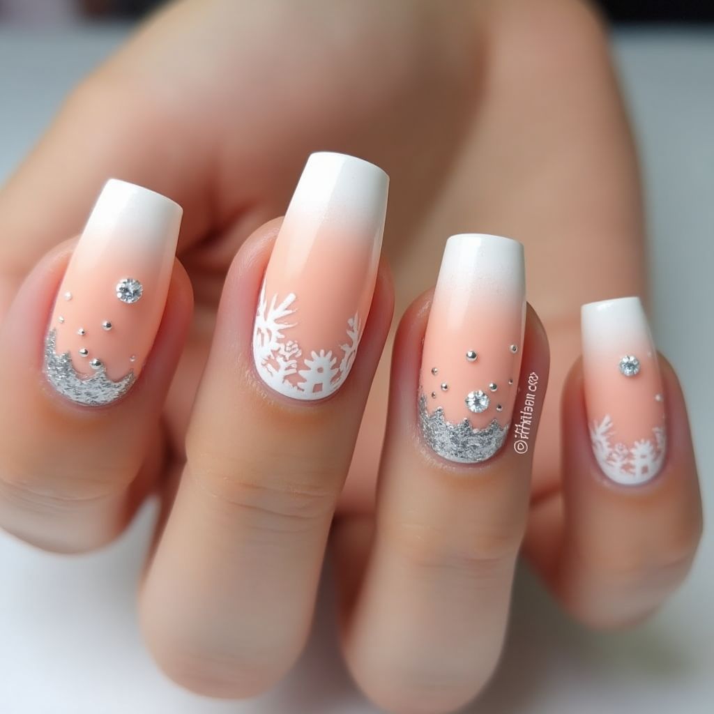 Peach Winter Nail Design