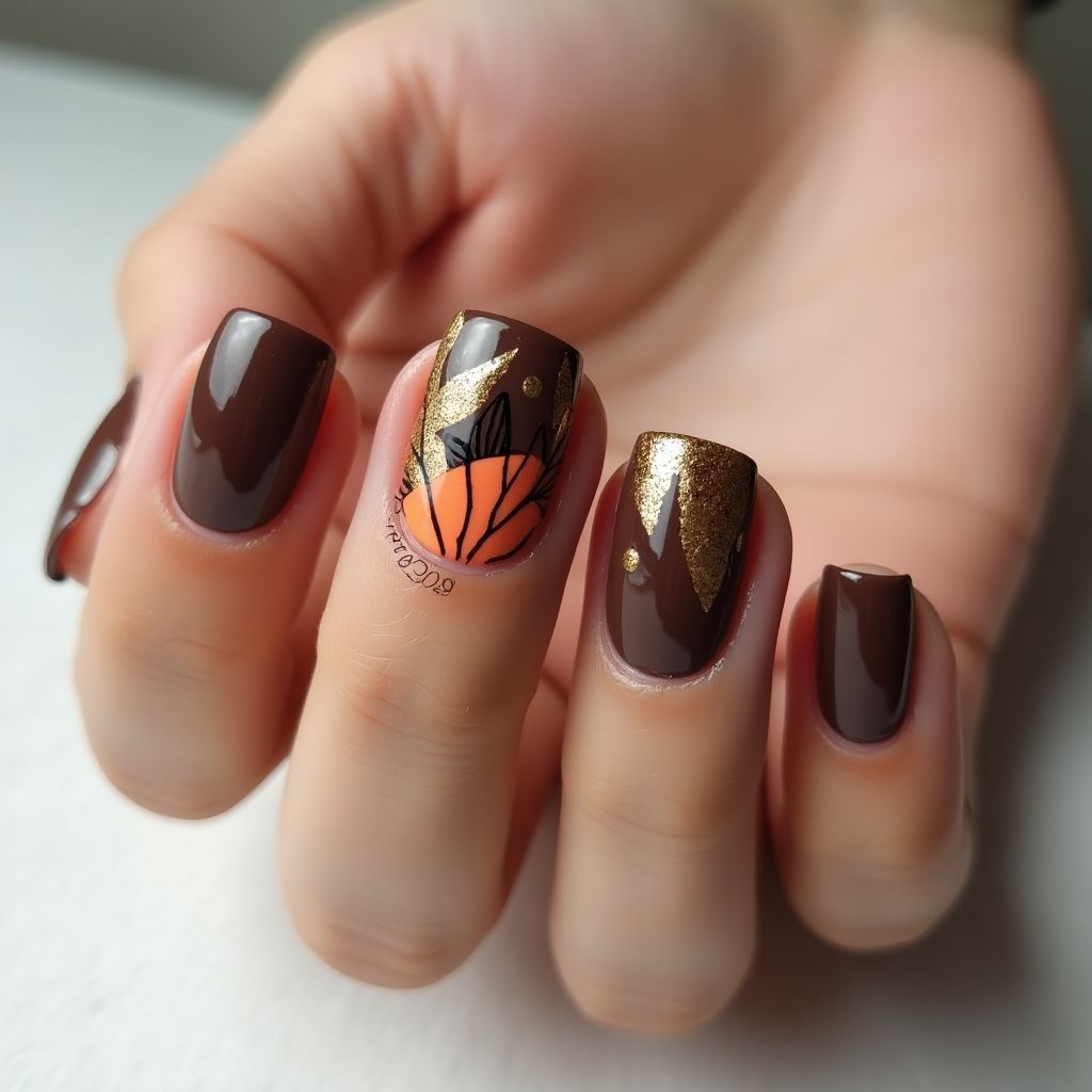 Chocolate Brown Summer Nail Design