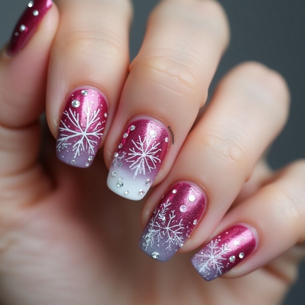 Fuchsia Winter Nail Design