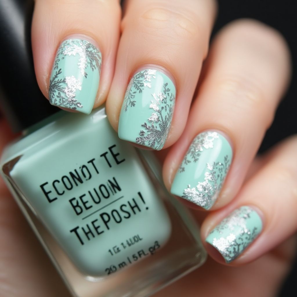 Mint Green Winter Nail Design