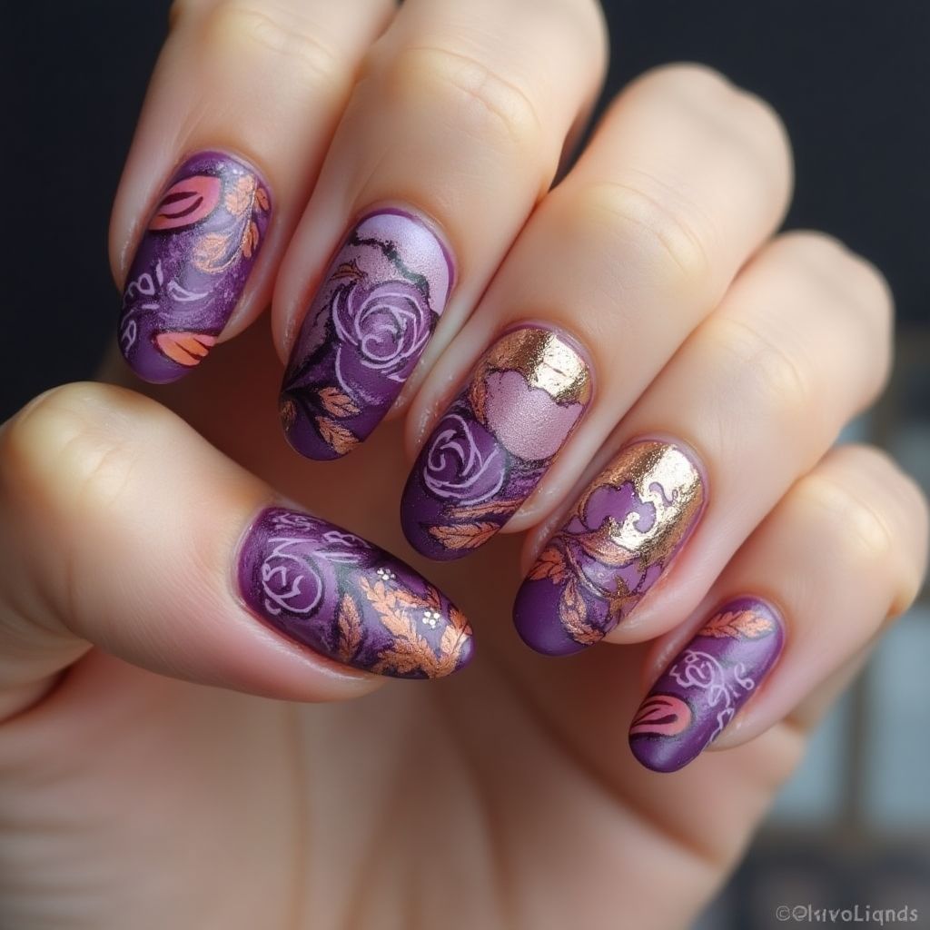 Purple Autumn Nail Design