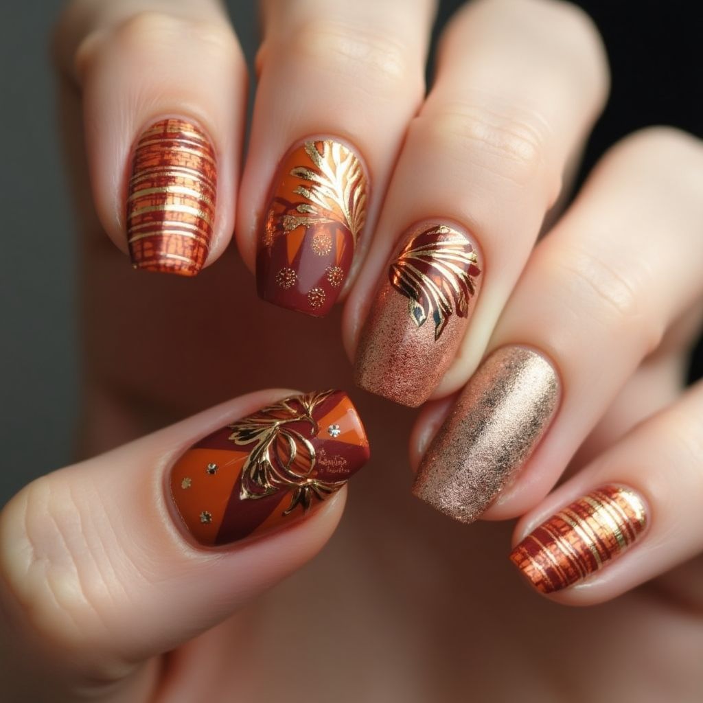 Gold Autumn Nail Design