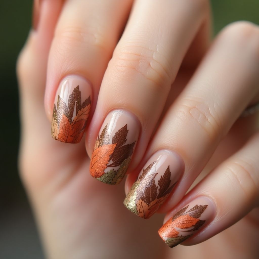 Tan Autumn Nail Design