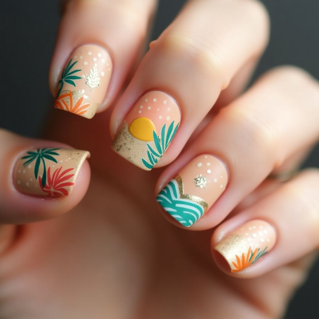 Tan Summer Nail Design