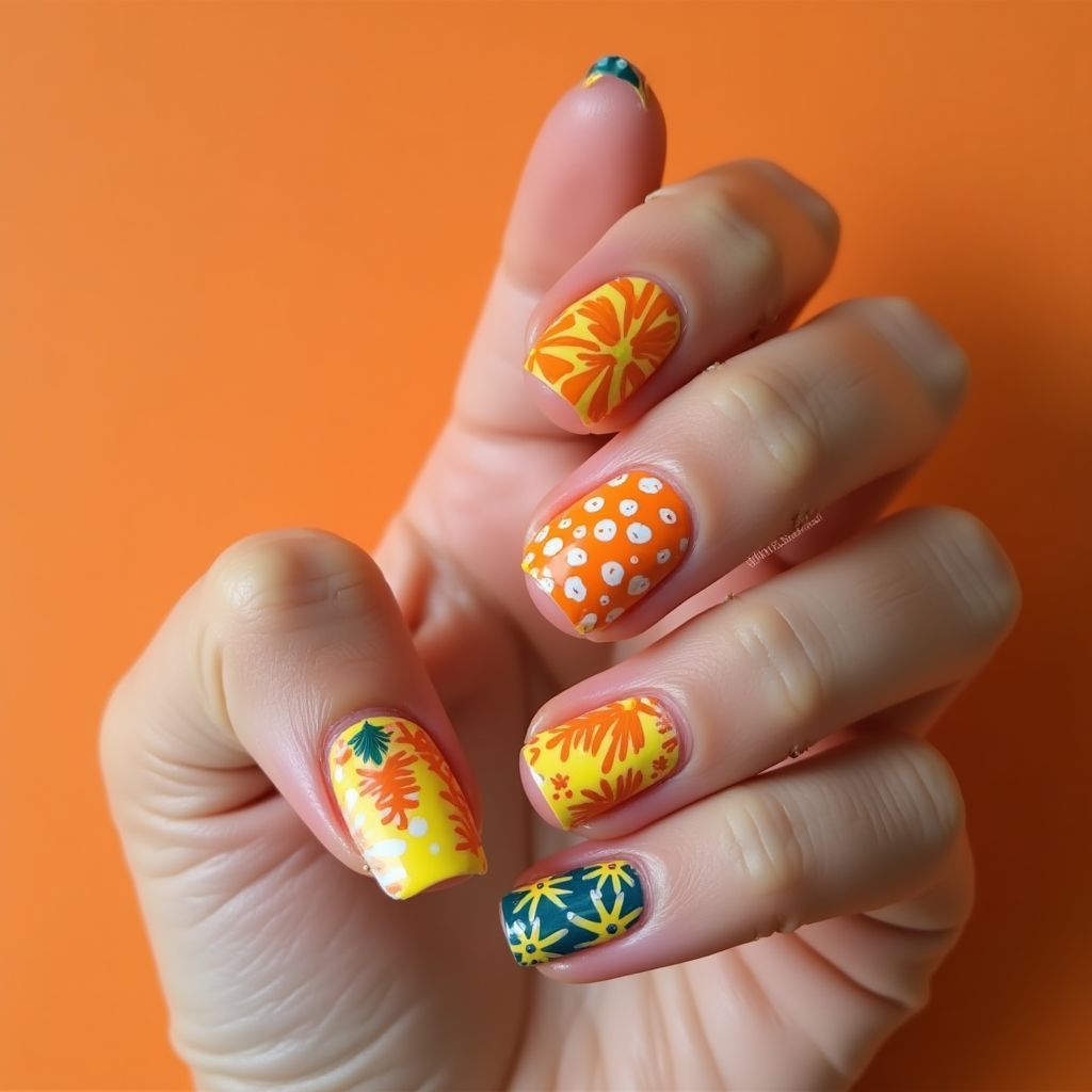 Orange Summer Nail Design