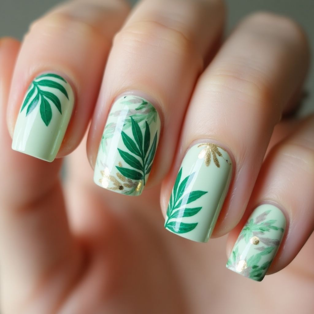 Mint Green Summer Nail Design