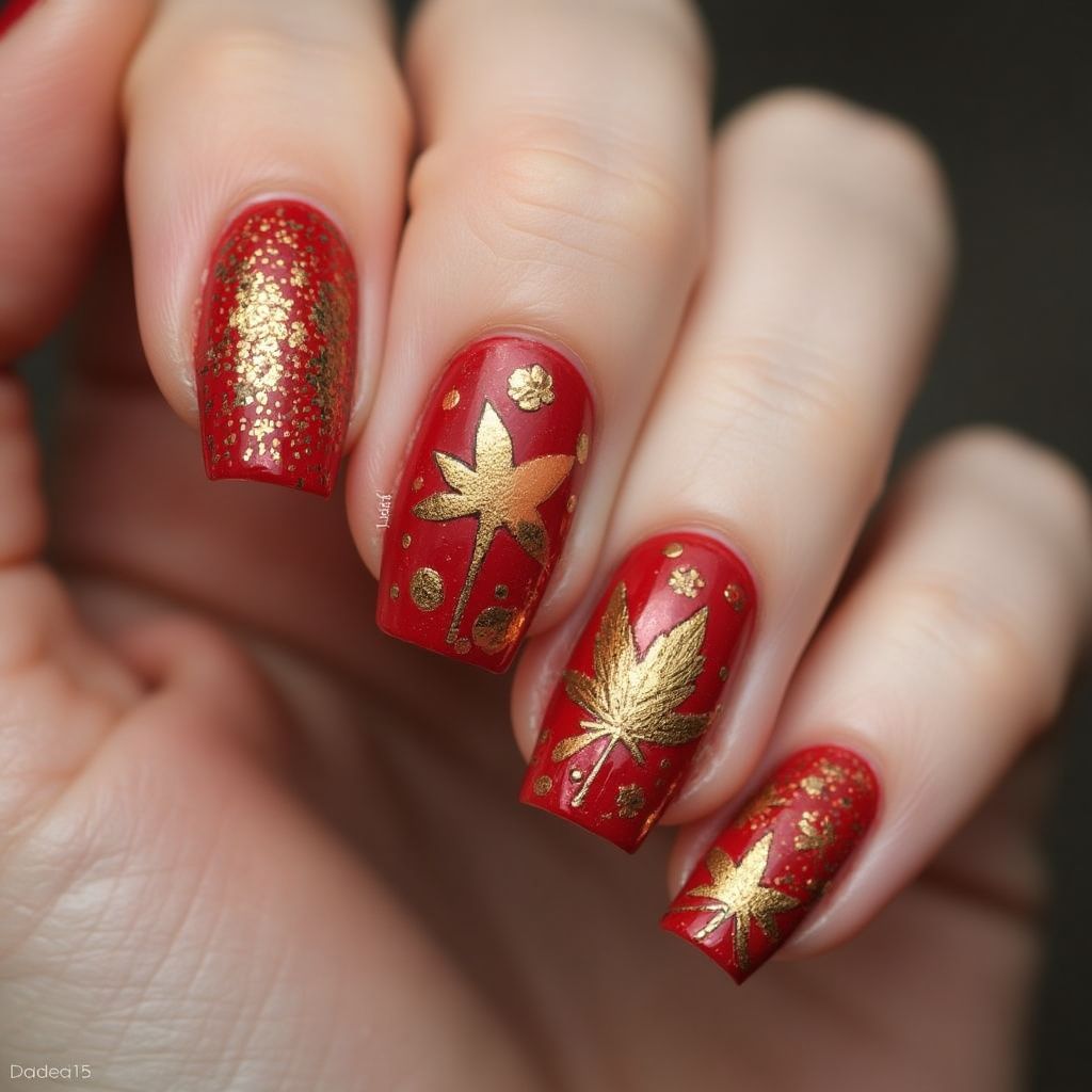 Red Autumn Nail Design