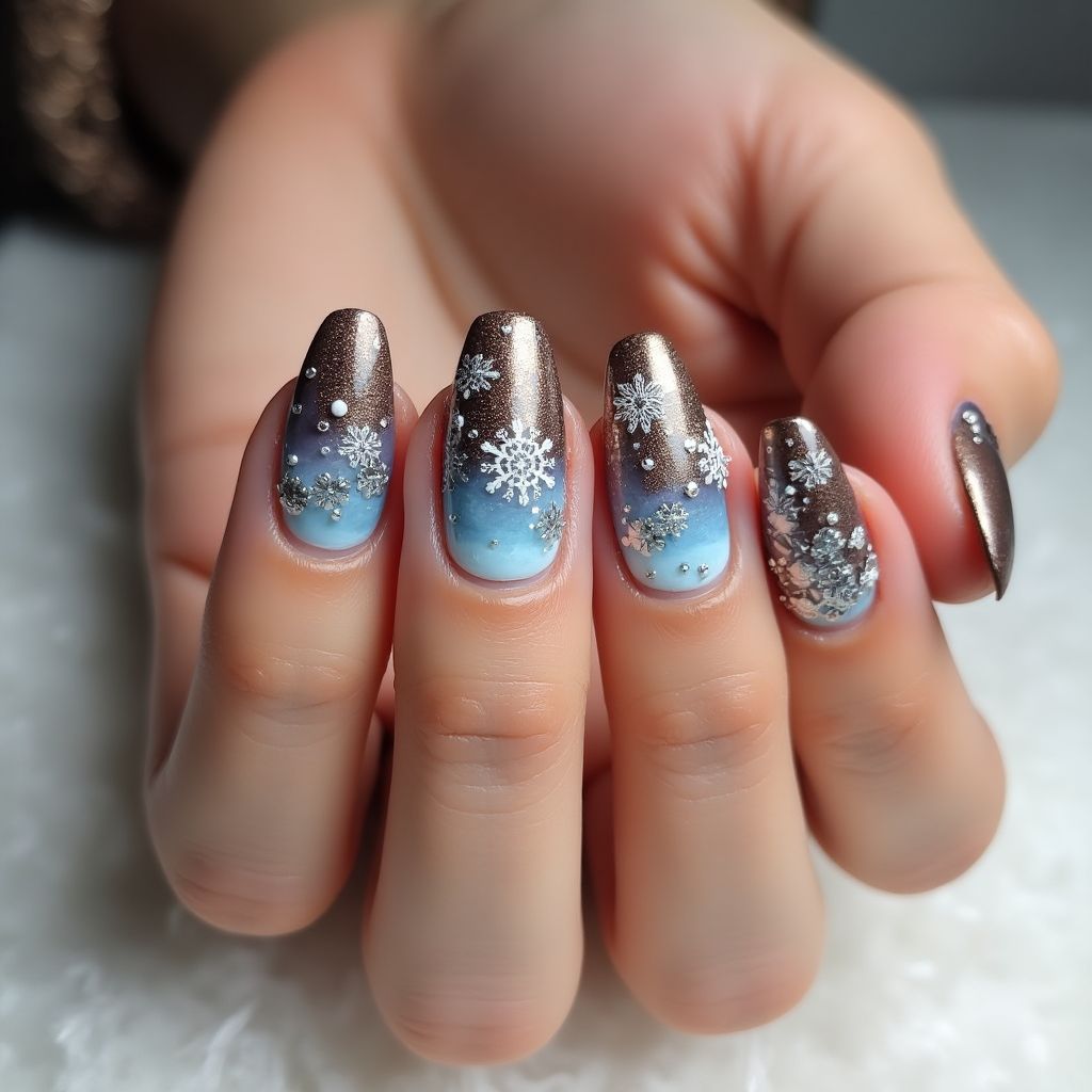 Bronze Winter Nail Design